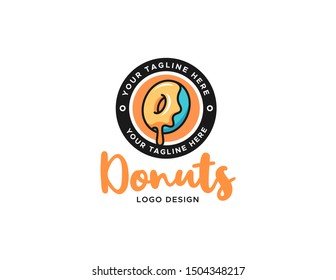 Donuts retro logo vector. Vintage badge logo design.