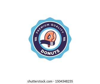 Donuts retro logo vector. Vintage badge logo design.