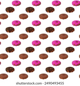 Donuts. Round buttery sweet pastries decorated with confectionery pamada. Delicious national American dessert. 