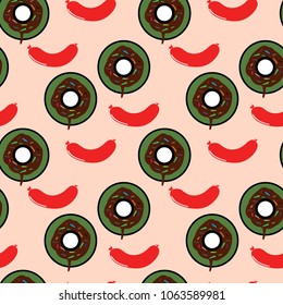donuts and sausage pattern