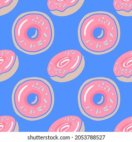 donuts seamless colored vector background. donuts illustration in flat style