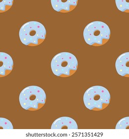 Donuts seamless pattern background. Donuts illustration pattern. Donuts background. Perfect for fabric, textile, wallpaper, decor, print or packaging. SSTKbackgrounds