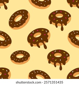 Donuts seamless pattern background. Donuts illustration pattern. Donuts background. Perfect for fabric, textile, wallpaper, decor, print or packaging. SSTKbackgrounds