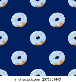 Donuts seamless pattern background. Donuts illustration pattern. Donuts background. Perfect for fabric, textile, wallpaper, decor, print or packaging. SSTKbackgrounds