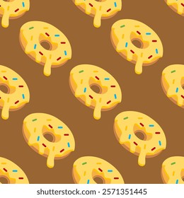 Donuts seamless pattern background. Donuts illustration pattern. Donuts background. Perfect for fabric, textile, wallpaper, decor, print or packaging. SSTKbackgrounds