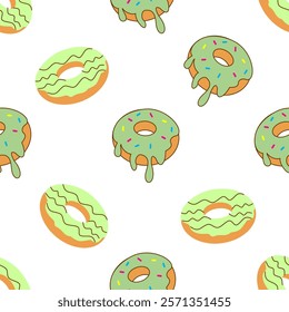 Donuts seamless pattern background. Donuts illustration pattern. Donuts background. Perfect for fabric, textile, wallpaper, decor, print or packaging. SSTKbackgrounds