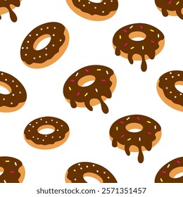 Donuts seamless pattern background. Donuts illustration pattern. Donuts background. Perfect for fabric, textile, wallpaper, decor, print or packaging. SSTKbackgrounds