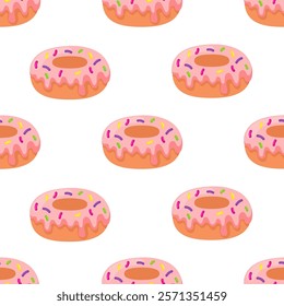 Donuts seamless pattern background. Donuts illustration pattern. Donuts background. Perfect for fabric, textile, wallpaper, decor, print or packaging. SSTKbackgrounds