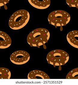 Donuts seamless pattern background. Donuts illustration pattern. Donuts background. Perfect for fabric, textile, wallpaper, decor, print or packaging. SSTKbackgrounds