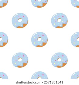 Donuts seamless pattern background. Donuts illustration pattern. Donuts background. Perfect for fabric, textile, wallpaper, decor, print or packaging. SSTKbackgrounds