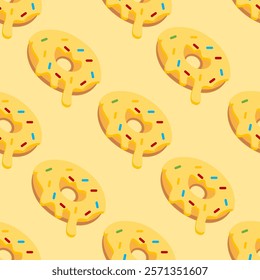 Donuts seamless pattern background. Donuts illustration pattern. Donuts background. Perfect for fabric, textile, wallpaper, decor, print or packaging. SSTKbackgrounds