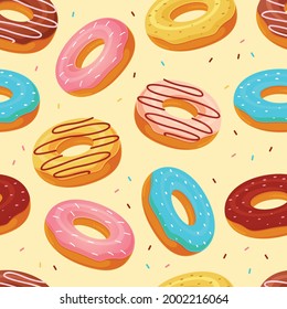 Donuts seamless pattern background vector illustration