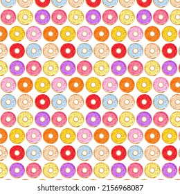 Donuts seamless pattern. Bright colorful pattern with sweets. Vector pattern.