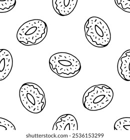 Donuts seamless pattern doodle vector on white background