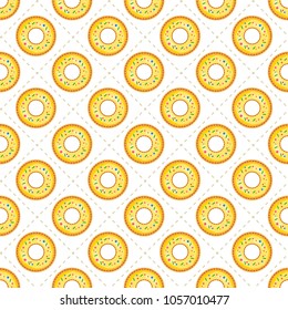 Donuts seamless pattern. Food background. Vector illustration.