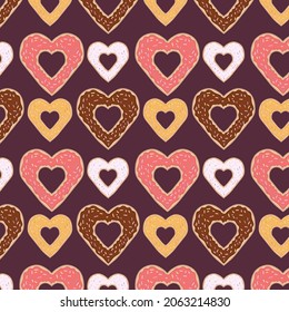 Donuts seamless pattern. Чweet food. Design for fabric print, bakery