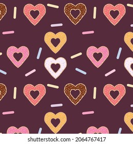 Donuts seamless pattern. Чweet food. Design for fabric print, bakery