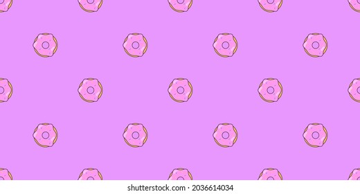 Donuts seamless pattern. Vector background from sweet pastries for design. Pastry concept.