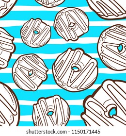 donuts seamless pattern vector illustration