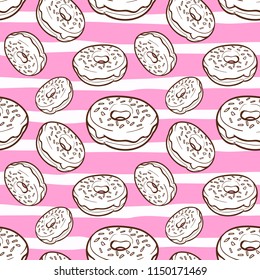 donuts seamless pattern vector illustration