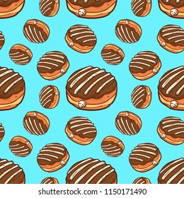donuts seamless pattern vector illustration