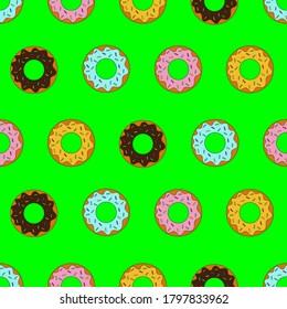 Donuts seamless pattern. Vector illustration.