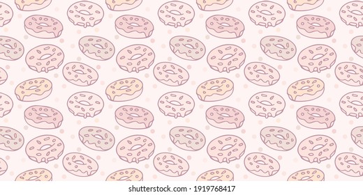 Donuts Seamless Repeat Pattern Background Vector. Hand Drawn Donut Pattern. Cute Sweet Pastel Background Pattern,.