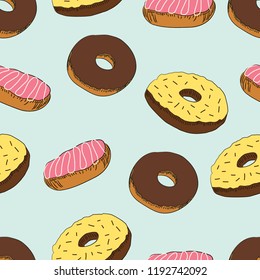 Donuts seamless vector pattern
