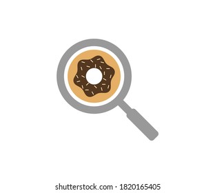 Donuts Search logo design vector template, Bakery logo concept, Creative icon symbol