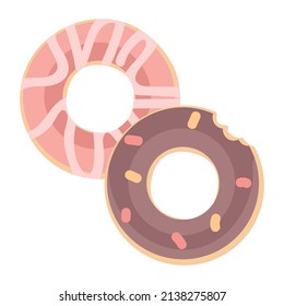 Donuts semi flat color vector object. Food stall. Full sized item on white. Donut shop. Homemade food. Delicious doughnuts simple cartoon style illustration for web graphic design and animation