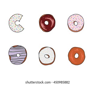 Donuts set cookies. vector illustration.