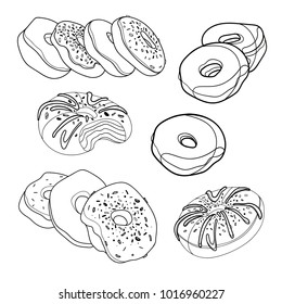 
Donuts set illustration on white background. Donuts. Cake illustration