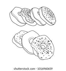 Donuts set illustration on white background. Donuts. Dessert. Cake illustration. Donuts