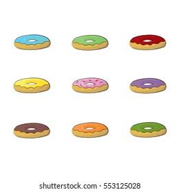 Donuts set isolated. Colorful donuts. Delicious dessert