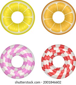 Donuts. Donuts set isolated on white background. Vector, cartoon illustration. Vector.