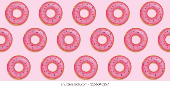 Donuts set pink with sugar sprinkles vector illustration EPS10