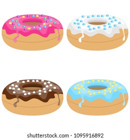 Donuts, a set of realistic 3d donuts. Flat design, vector illustration, vector.