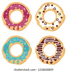 Donuts, a set of realistic donuts. Vector illustration of donut.