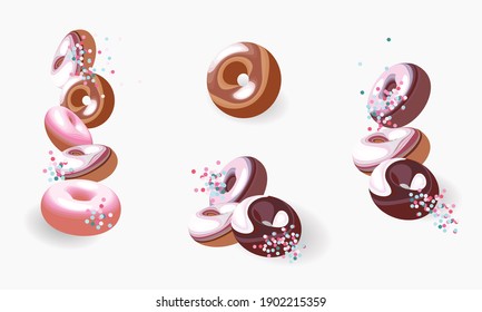 Donuts. Set of realistic vector illustration. For the design of banners, flyers, cards, invitations, e-commerce