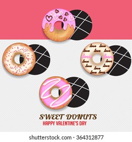 Donuts set Valentine's day.