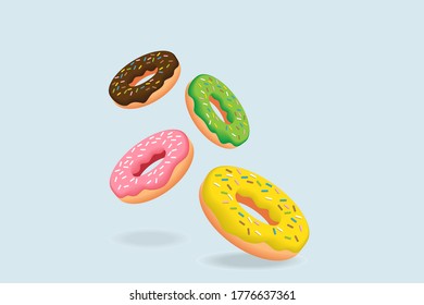 donuts set vector graphic for menu design, flyer, cafe decoration, delivery box. vector illustration, culinary blogs, stationery, etc.