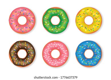 donuts set vector graphic for menu design, flyer, cafe decoration, delivery box. vector illustration, culinary blogs, stationery, etc.