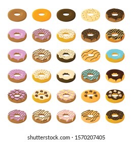 Donuts set volume 1. Vector.