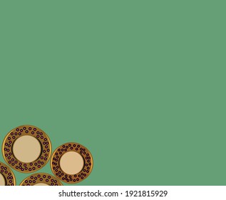 Donuts shapes with pink topping on green background