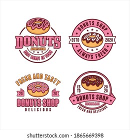 Donuts shop badge vector design collection