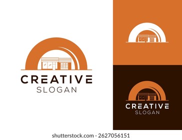 Logotipo de la tienda de donuts. Tienda con rosquillas detrás de él diseño de logotipo para panadería