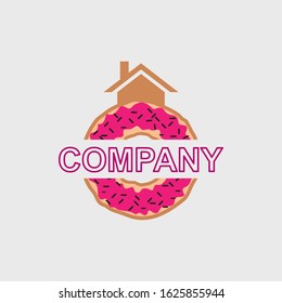 Donuts shop logo. Cafe or bakery emblem. 