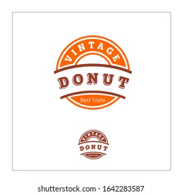 Donuts shop logo. Cafe or bakery emblem. 