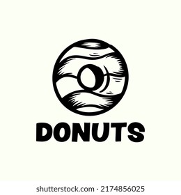 Donuts shop logo. Cafe or bakery emblem. vector illustration isolated background