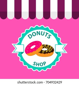 Donuts Shop Logo Design Vector